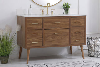 48 inch bathroom Vanity in Walnut Brown with Backsplash