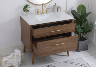 36 inch bathroom vanity in Walnut Brown