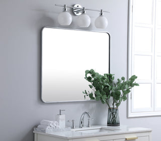 Soft corner metal rectangular mirror 30x36 inch in Silver