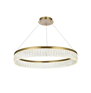 Rune 32 inch Adjustable LED chandelier in Satin Gold