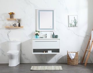 36 inch Single bathroom vanity in white with backsplash