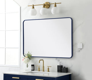 Soft corner metal rectangular mirror 28x42 inch in Blue