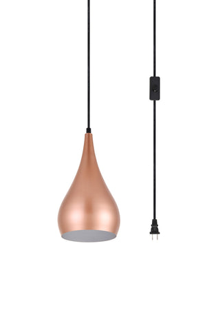 Nora 1 Light honey gold plug-in pendant