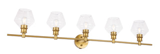 Gene 5 light Brass and Clear glass Wall sconce