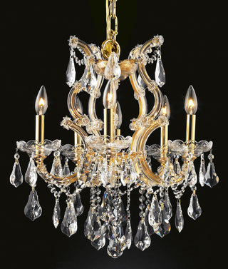 Maria Theresa 6 light Gold Chandelier Clear Royal Cut Crystal