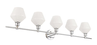 Gene 5 light Chrome and Frosted white glass Wall sconce