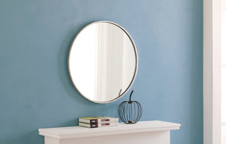 Metal frame Round Mirror 24 inch Silver finish