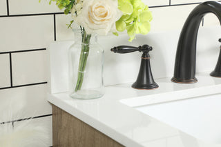 32 inch Single bathroom vanity in natural oak with backsplash