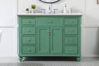 48 inch Single Bathroom vanity in vintage mint with ivory white engineered marble