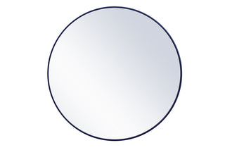 Metal frame round mirror 42 inch Blue