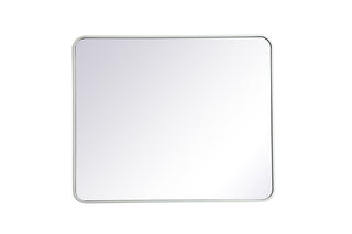 Soft corner metal rectangular mirror 30x36 inch in White