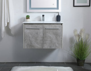 30 inch  Single Bathroom Floating Vanity in Concrete Grey