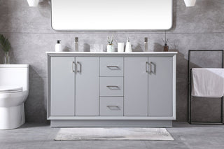 60 Inch Double Bathroom Vanity In Grey