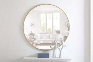 Metal frame Round Mirror 42 inch Brass finish