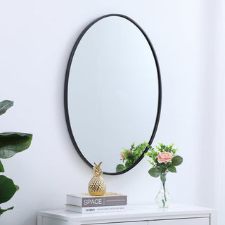 Metal frame oval mirror 34 inch in Black