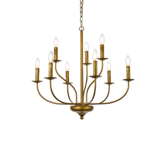 Westley 9 lights pendant in brass