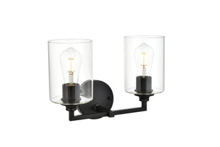 Mayson 2 light Black and Clear Bath Sconce