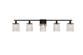 Phineas 5 lights bath sconce in black with clear crystals