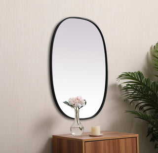 Metal Frame Oval Mirror 27x36 Inch in Black