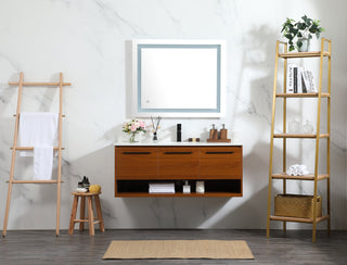 48 inch Single bathroom vanity in teak with backsplash