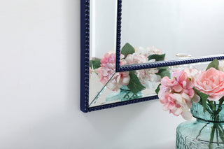 Iris beaded mirror 60 x 32 inch in blue