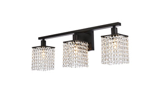 Phineas 3 lights bath sconce in black with clear crystals