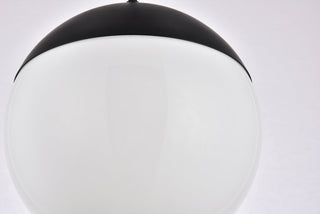 Eclipse 1 Light Black plug in pendant With Frosted White Glass