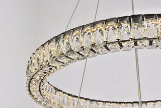 Monroe 32 inch LED double ring chandelier in black