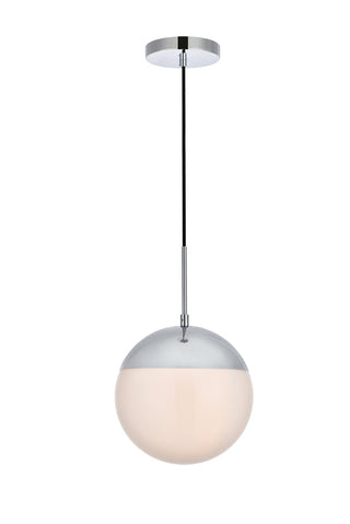 Eclipse 1 Light Chrome Pendant With Frosted White Glass