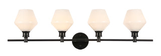 Gene 4 light Black and Frosted white glass Wall sconce