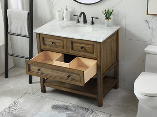 36 inch Single bathroom vanity in driftwood