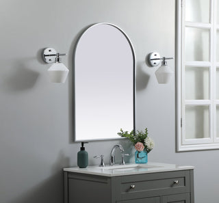 Metal Frame Arch Mirror 24x36 Inch in Silver