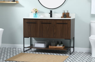 48 inch Single bathroom vanity in walnut with backsplash