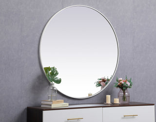 Metal frame round mirror 45 inch in White