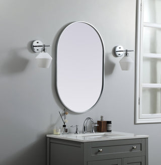 Metal Frame Oval Mirror 24x36 Inch in Silver