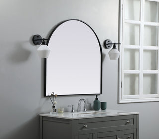 Metal Frame Arch Mirror 36x36 Inch in Black