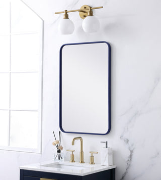 Soft corner metal rectangular mirror 20x30 inch in Blue