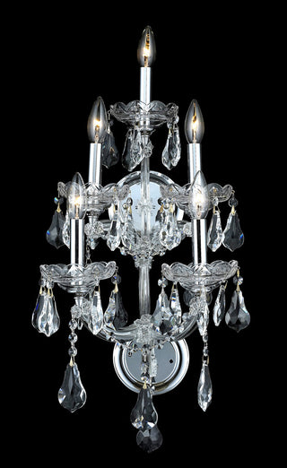 Maria Theresa 5 light Chrome Wall Sconce Clear Royal Cut Crystal