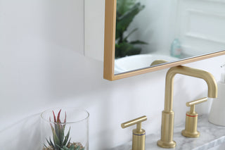 Metal mirror medicine cabinet 20 inch x 28 inch in Brass