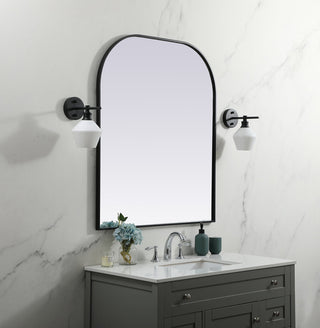 Metal Frame Arch Mirror 36x42 Inch in Black