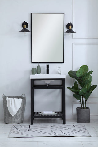 24 inch Single Bathroom Metal Vanity in Black