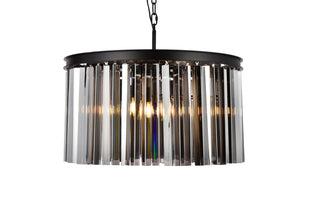 Sydney 8 light Matte Black Chandelier Silver Shade (Grey) Royal Cut Crystal