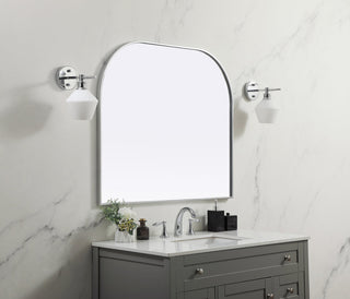 Metal Frame Arch Mirror 40x34 Inch in Silver