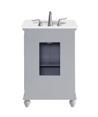 24 inch Single Bathroom vanity in Light Grey with ivory white engineered marble