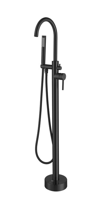 Steven Floor Mounted Roman Tub Faucet with Handshower in Matte Black