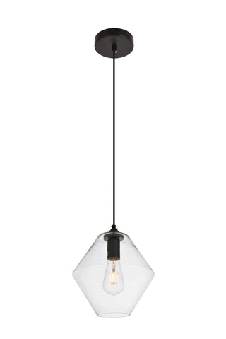 Placido Collection Pendant D9.4 H10.8 Lt:1 Black and Clear Finish