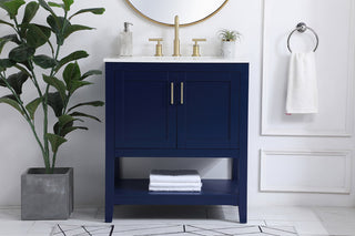 30 inch Single Bathroom Vanity in Blue