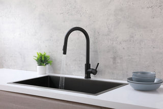 Jack Single Handle Pull Down Sprayer Kitchen Faucet in Matte Black