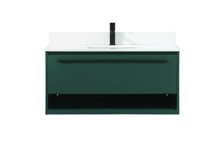 40 inch Single bathroom vanity in green with backsplash