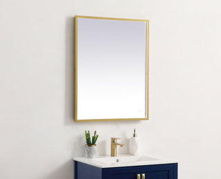 Pier 24x30 inch LED mirror with adjustable color temperature 3000K/4200K/6400K in brass